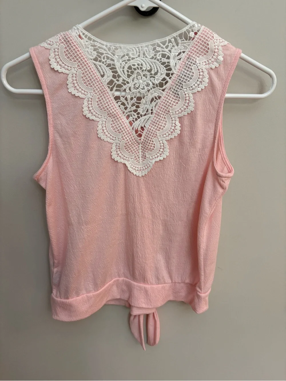 Amy Byer Soft Pink Button-Front Tank with Lace Detail
